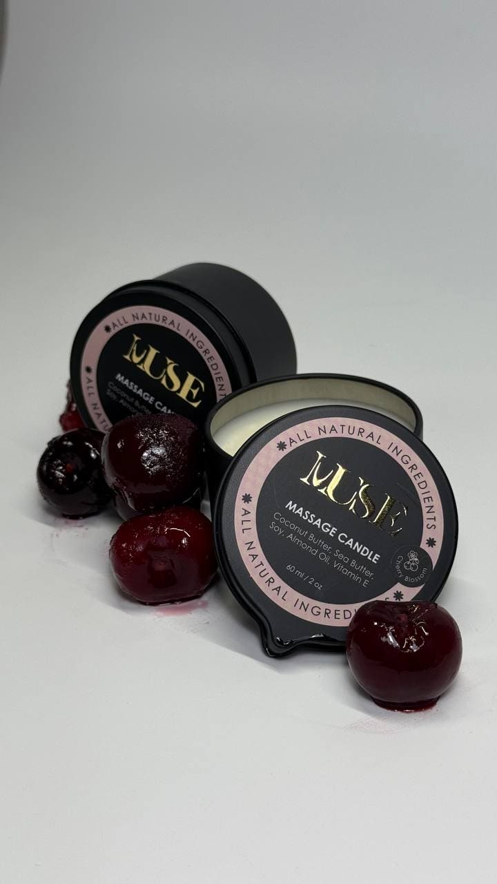 Muse Cherry Blossom Massage Candle – Luxurious Aromatherapy and Deep Skin Hydration
Discover pure relaxation and skin nourishment with the Muse Cherry Blossom Massage Candle. Blending rich natural oils with the delicate scent of cherry blossom, this massage candle creates a spa-quality experience at home. Light it, melt it, and enjoy a soothing, hydrating massage as the candle transforms into a warm oil, leaving skin soft, radiant, and beautifully scented.