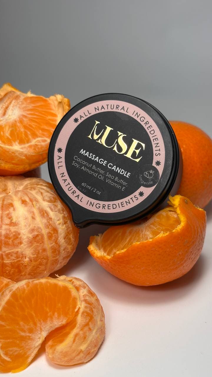 Muse Tangerine Massage Candle – Energizing Citrus Aromatherapy with Hydration
Revitalize your senses with the refreshing Muse Tangerine Massage Candle. Infused with the vibrant scent of tangerine, this massage candle melts into a warm, citrus-infused oil that hydrates and energizes. Blending coconut oil, avocado oil, shea butter, and cocoa butter, each massage delivers a boost of moisture and smoothness while uplifting your mood with an invigorating tangerine fragrance.