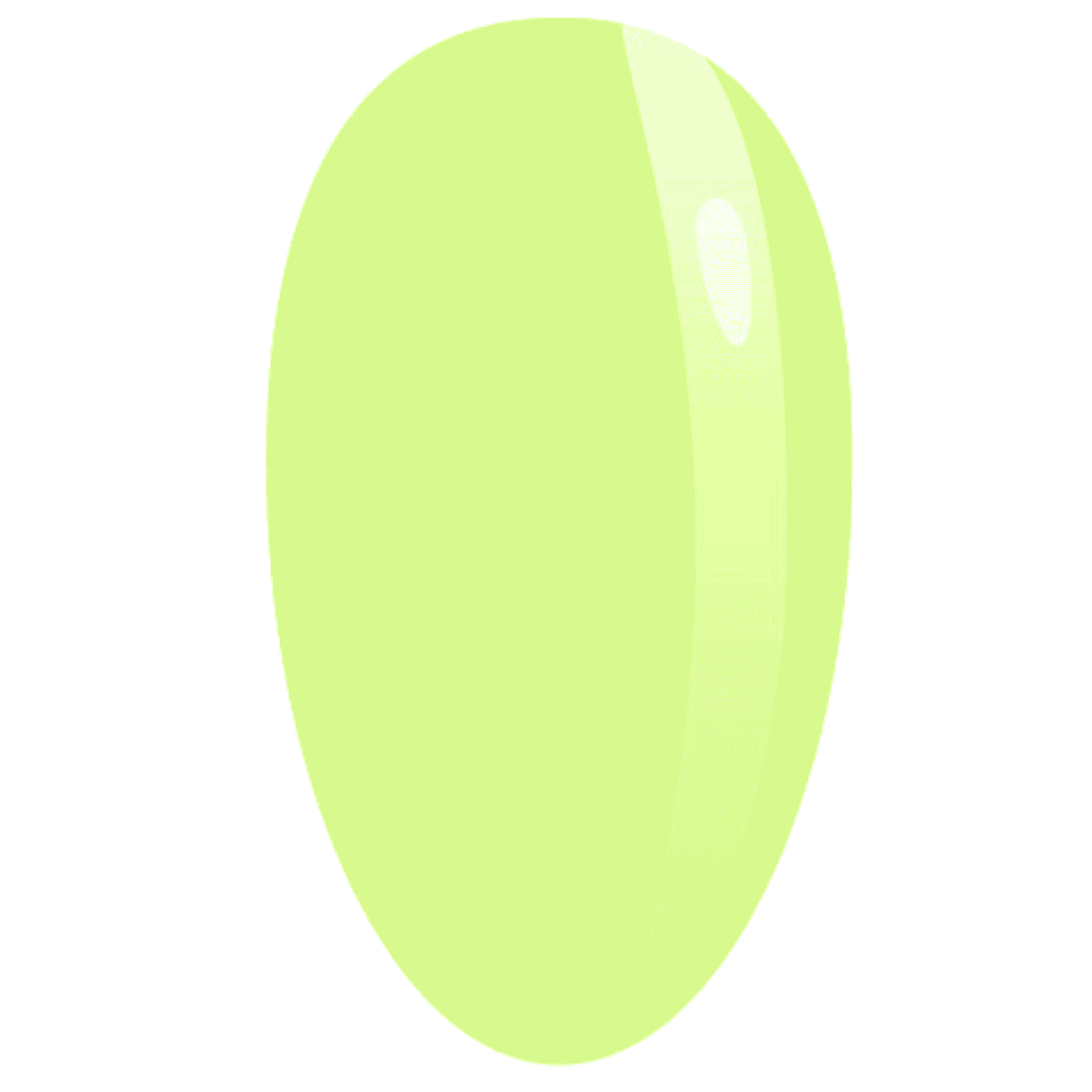 It is a digital illustration of a glossy, oval-shaped nail color swatch in a vibrant lime green shade, likely used to exhibit the color of a nail polish or gel product.