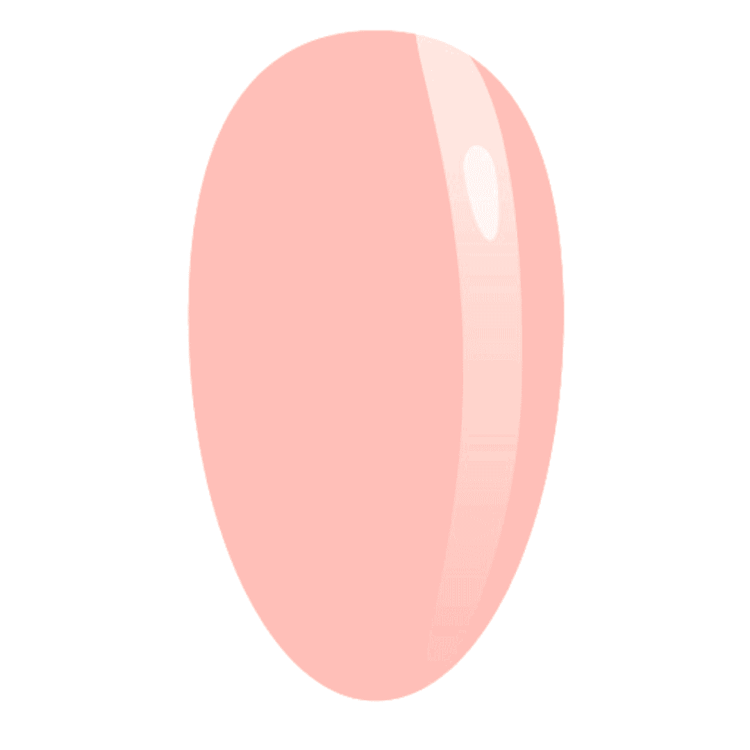 It is a digital illustration of a glossy, oval-shaped nail color swatch in a light pastel pink hue, used to visually demonstrate the color of a nail polish or gel product.
