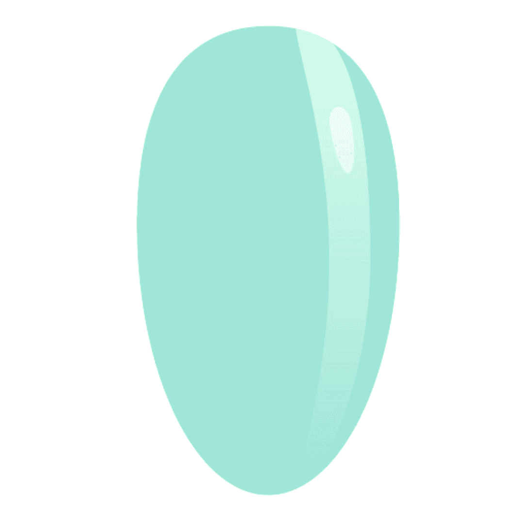 It is a digital illustration of a glossy, oval-shaped nail color swatch in a mint green hue, typically used to represent the color of a nail polish or gel product.