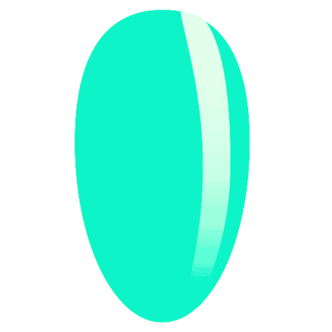 A nail swatch displaying a glossy turquoise gel polish with a vibrant, summer-ready finish