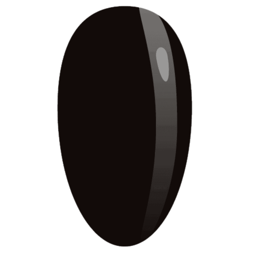 A nail swatch showing a rich, glossy black gel polish, perfect for a sleek and classic manicure.