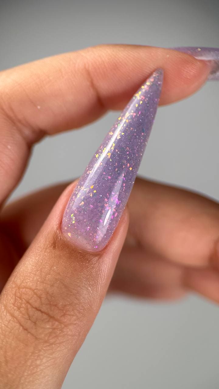 Liquid PolyGel #2 bottle showcasing Purple with Holographic Sparkles.