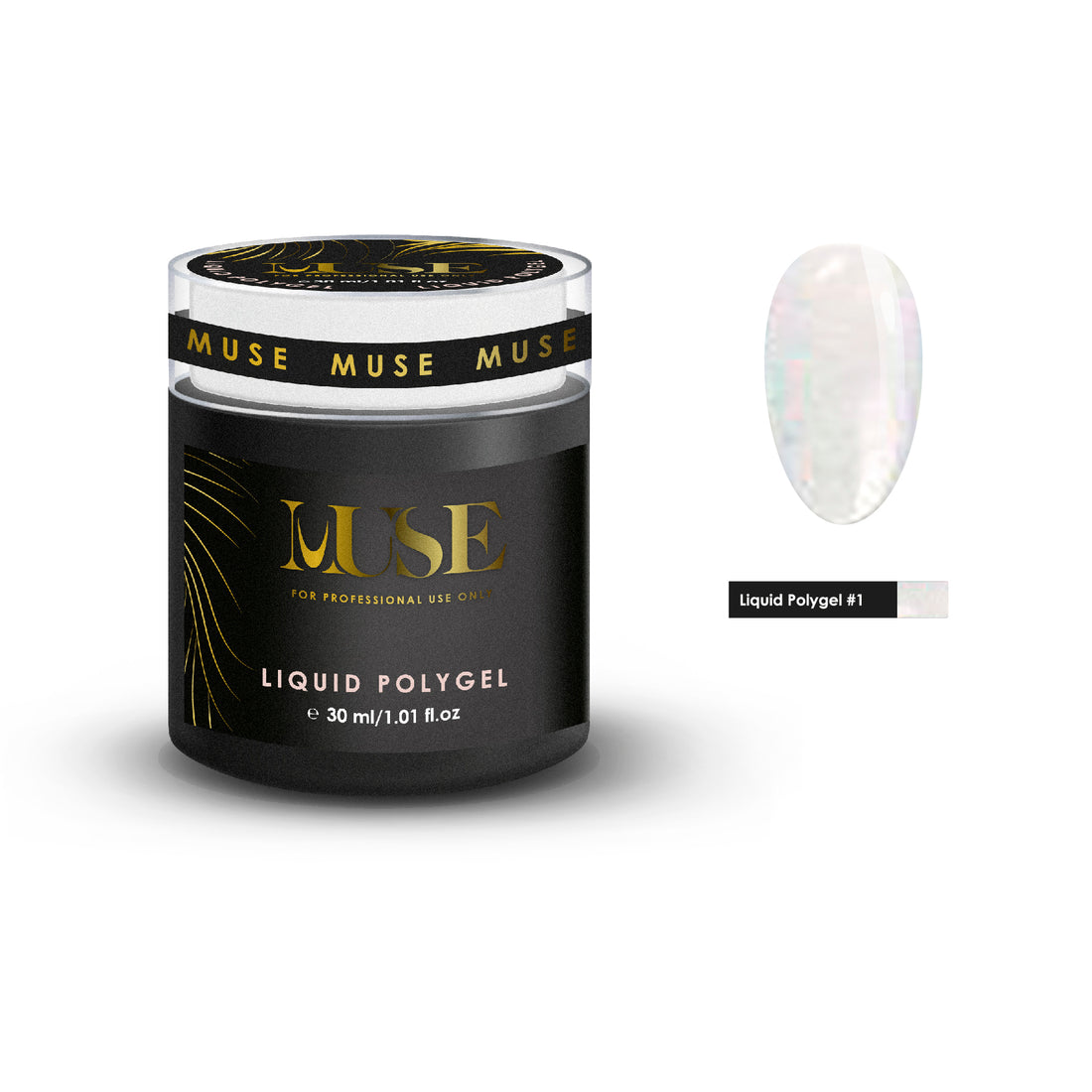 Liquid PolyGel #1 in a pump jar with product being dispensed, highlighting ease of use.