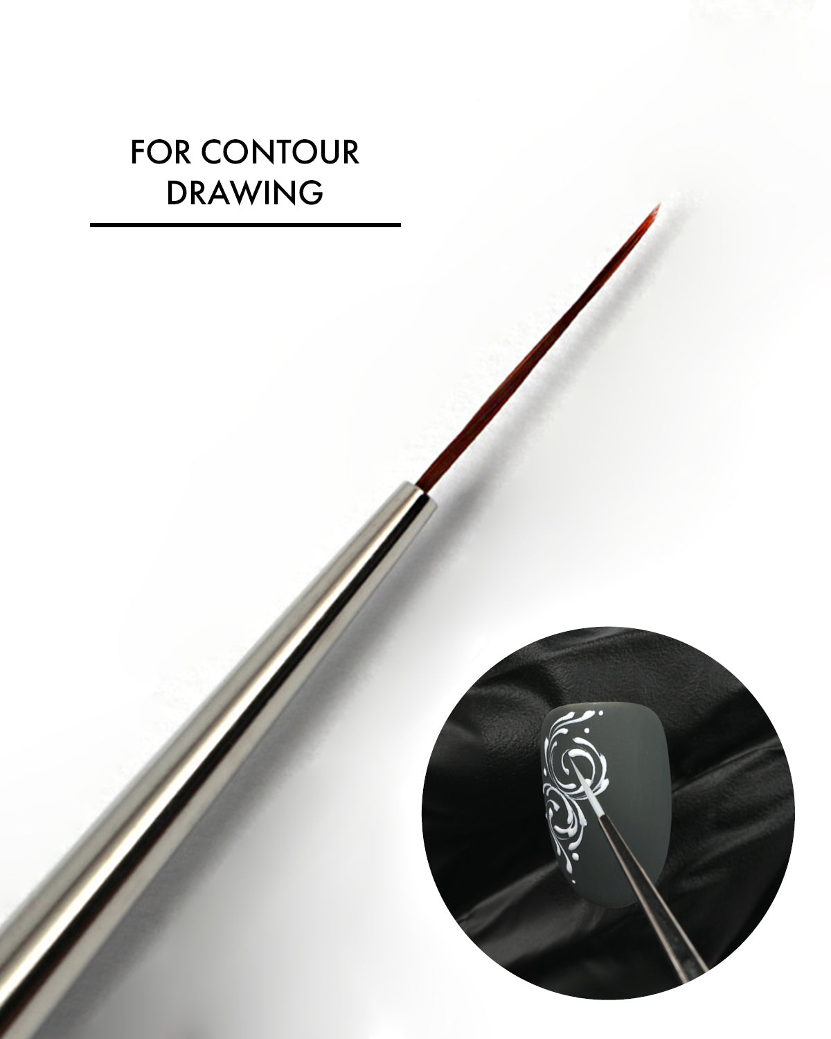 Ultra fine linear nail art brush 5/0 with wooden handle for thin lines and detailed gel nail designs