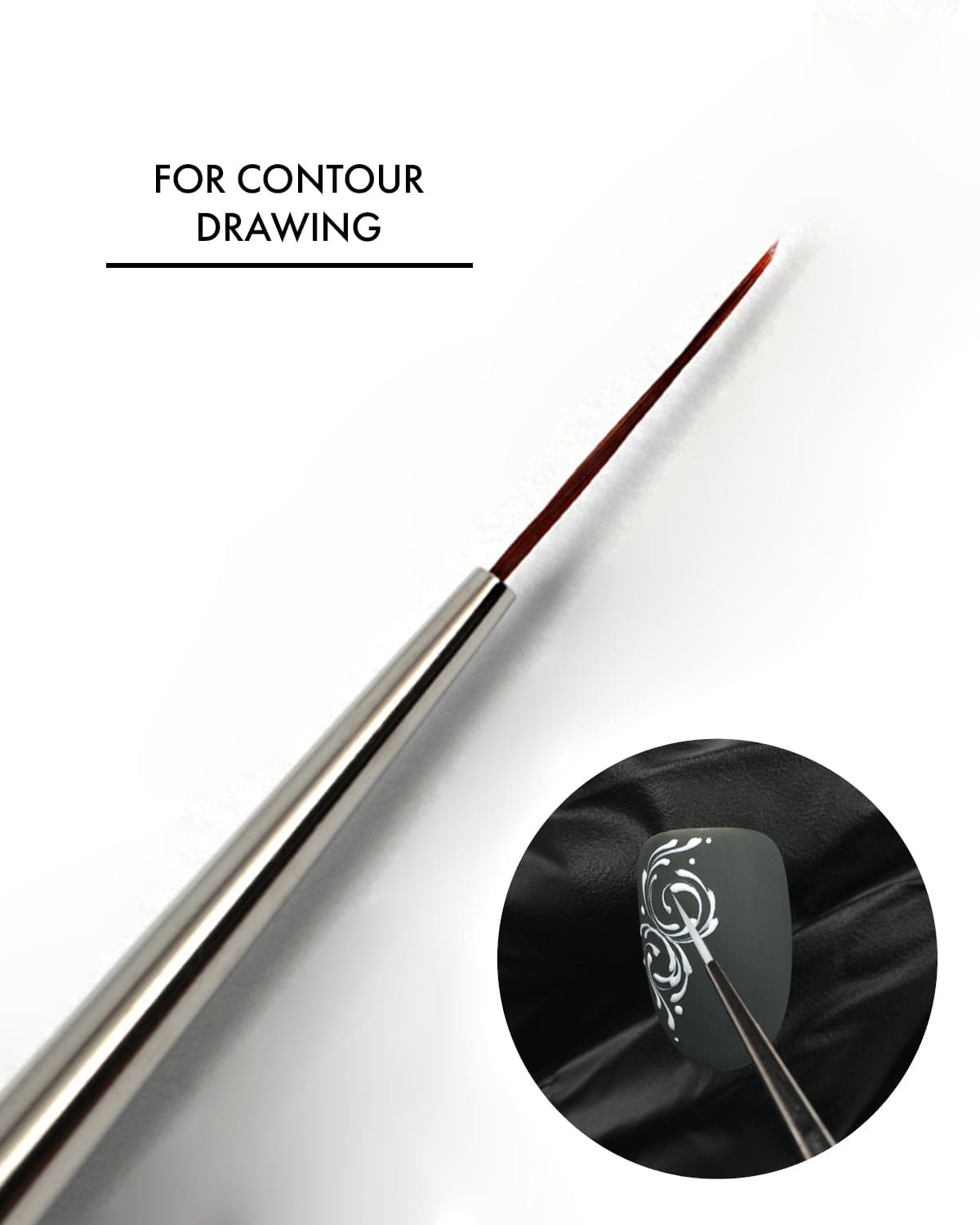 Ultra fine linear nail art brush 5/0 with wooden handle for thin lines and detailed gel nail designs