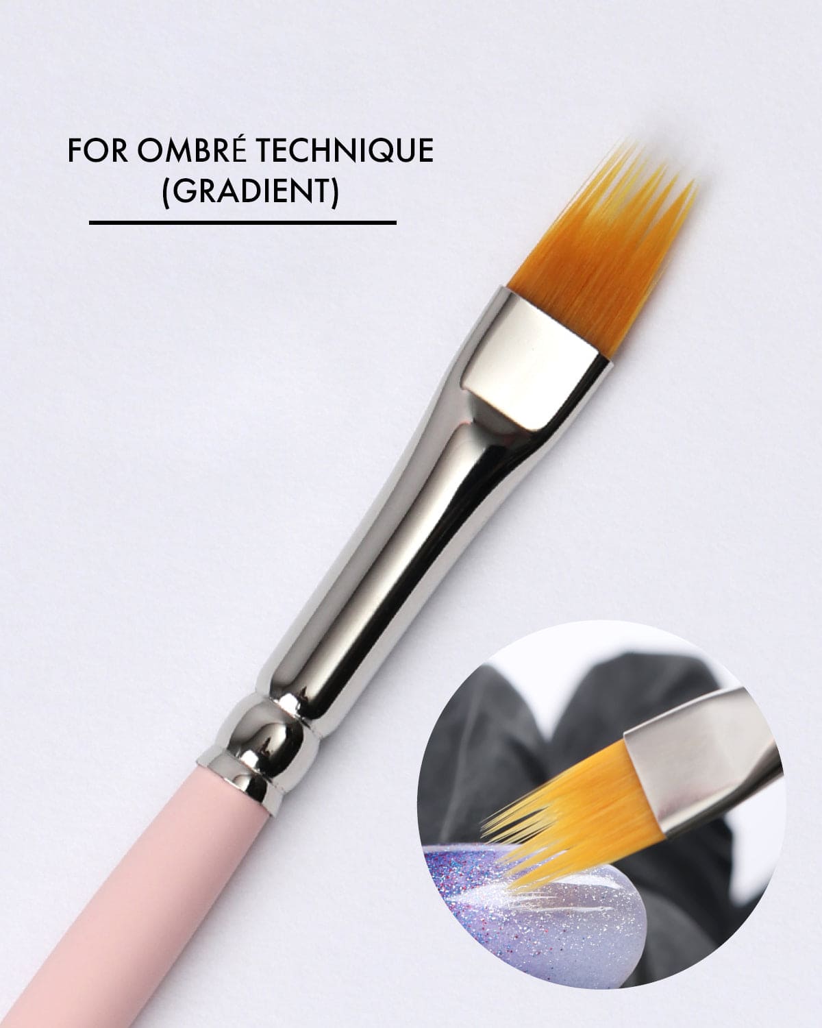 Ombre nail brush for gradient nail designs and smooth color blending manicure