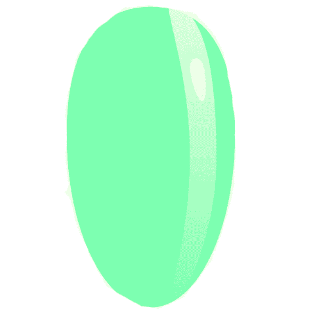 A digital image of a nail covered in a bright green polygel, with a glossy finish and a reflective highlight for a polished look.