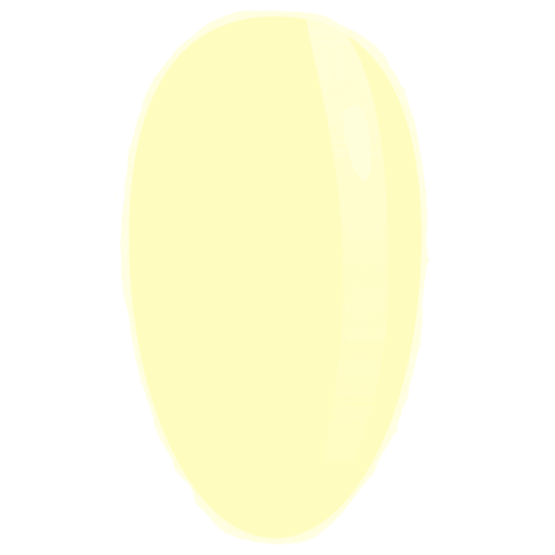 A digital representation of a nail painted with pale yellow polygel, which has a glossy finish and a white reflective highlight, giving it a polished and lustrous appearance.