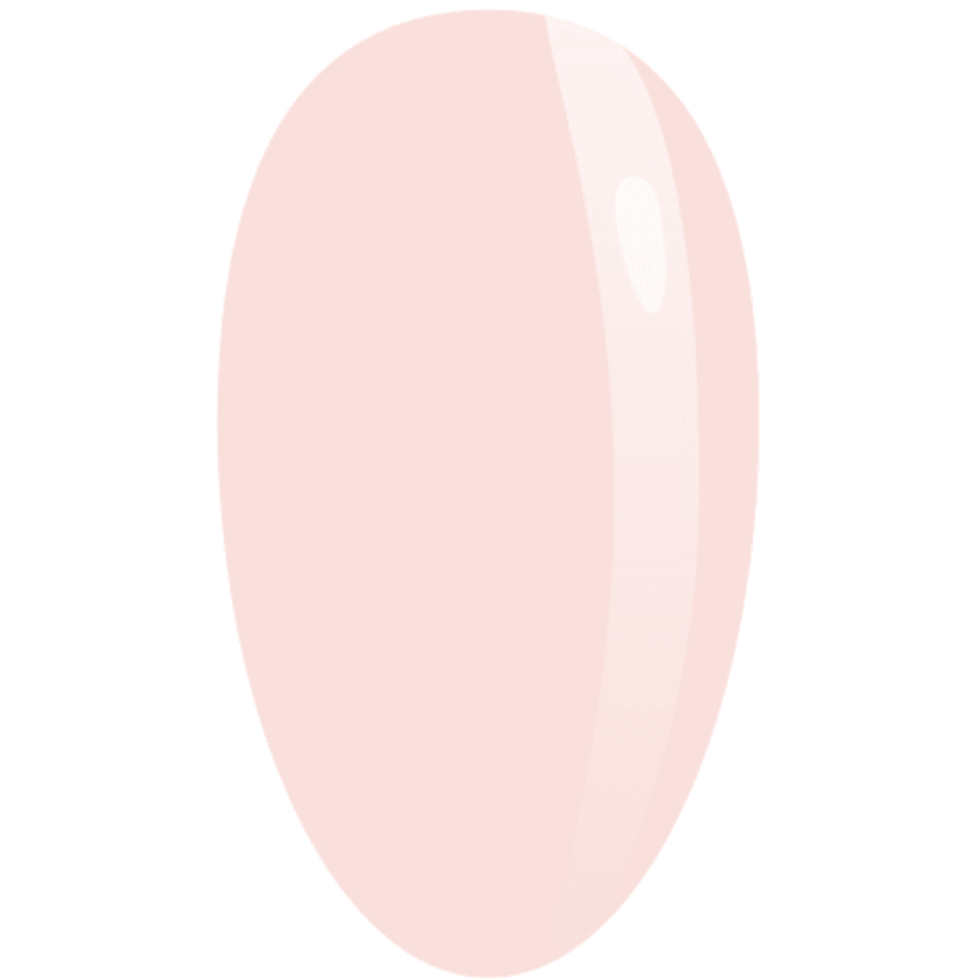 A digital illustration of a nail painted in a soft pink color with a glossy finish, complete with a white reflective highlight that adds a three-dimensional effect, suggesting a smooth, shiny surface.