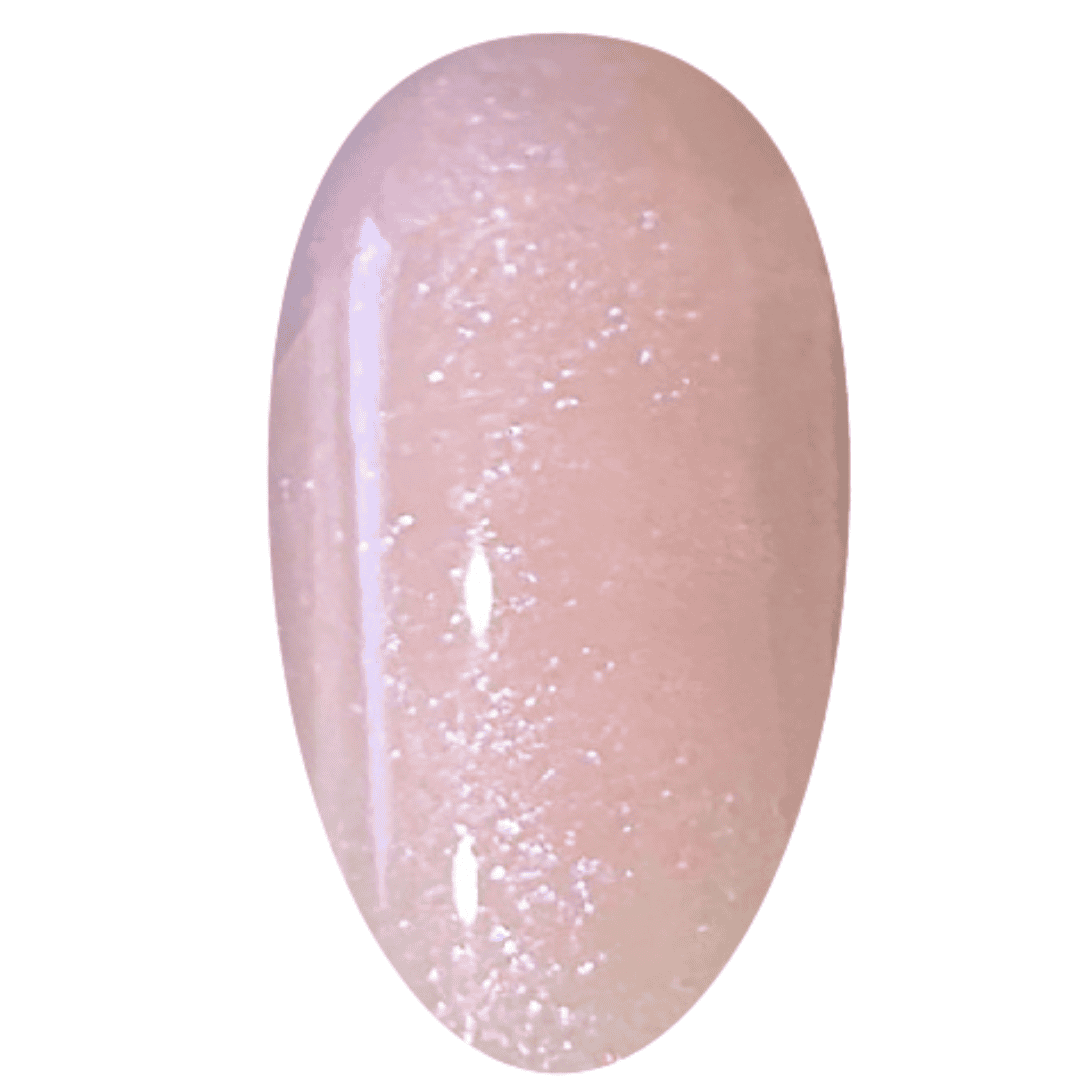 A digitally rendered oval swatch showing the light violet polygel's color and consistency with a glossy finish.
