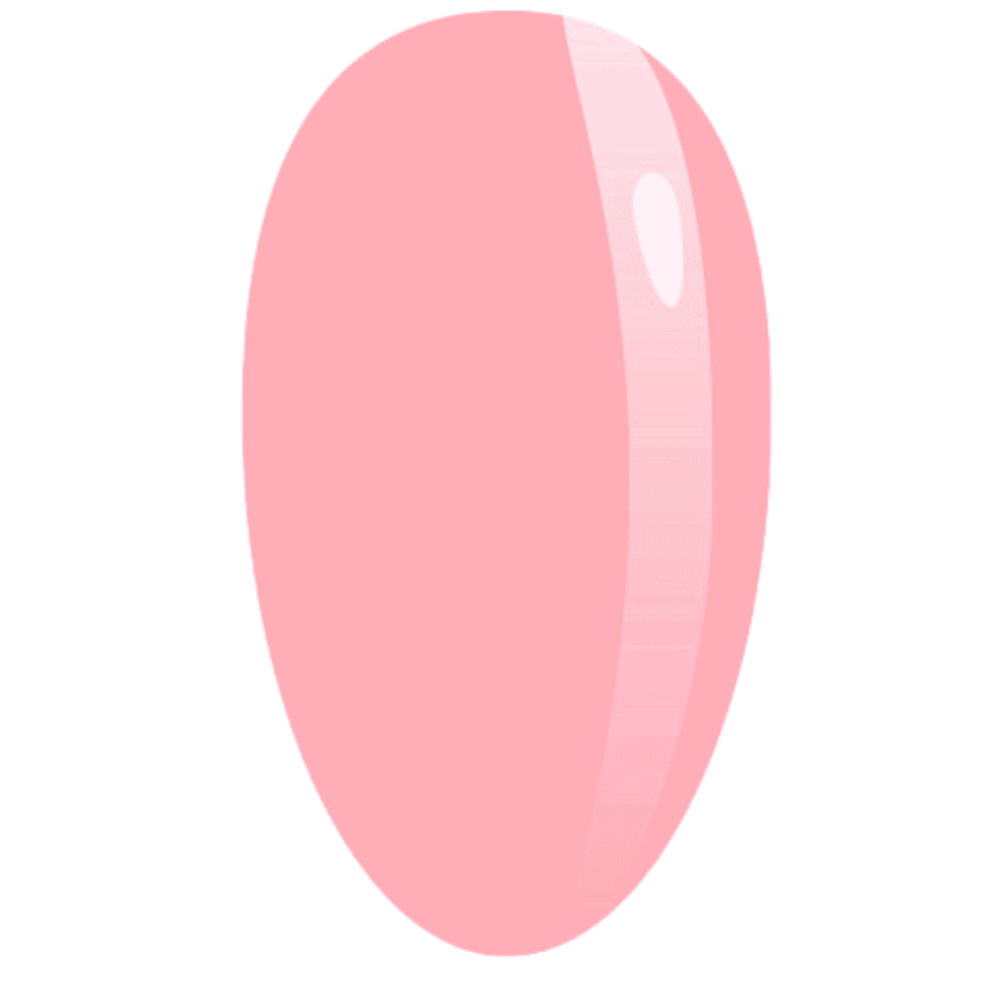 This is a digital illustration of a glossy, oval-shaped nail color swatch in a soft pink hue, typically used to demonstrate the color of a nail polish or gel product in a simulated nail shape.