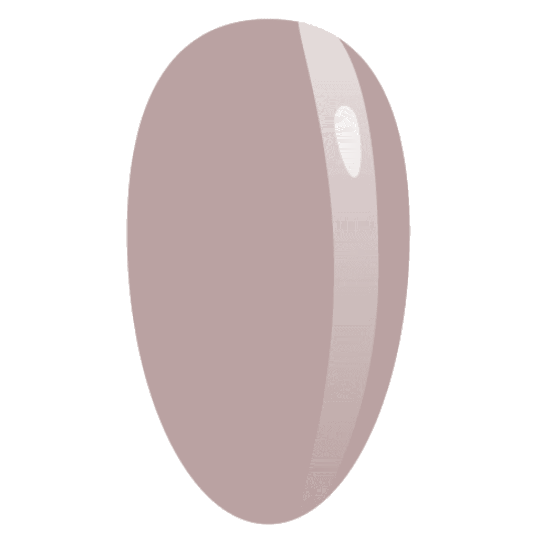This is a digital representation of a nail polish color swatch, rendered in an oval shape to mimic a fingernail. The color appears to be a muted mauve or dusty pink with a glossy finish, commonly used to display the shade of a nail product.