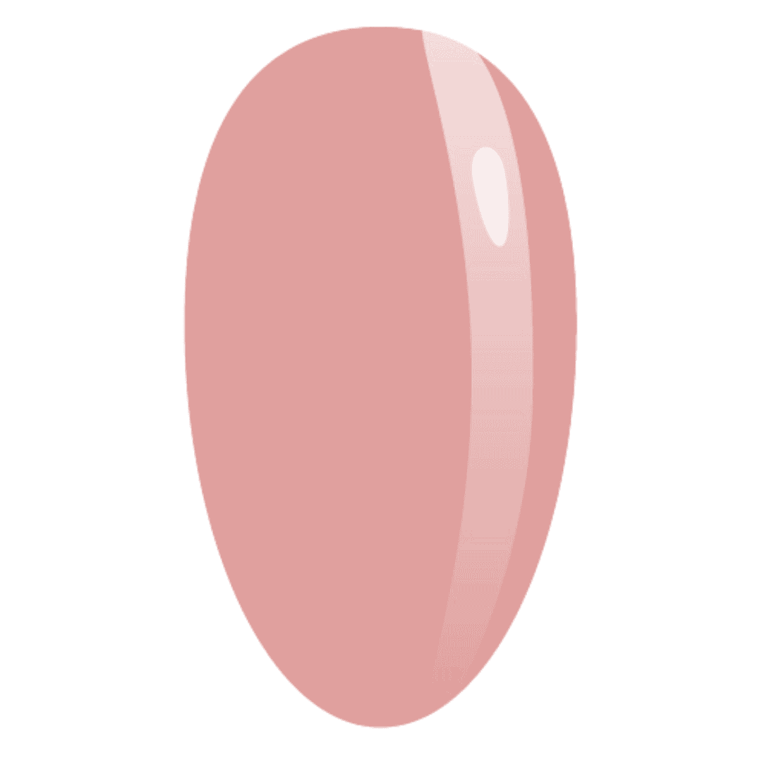 This is a digital image of an almond-shaped nail swatch with a glossy finish, presenting a soft pink nail polish color. It's a color sample likely used for showcasing a nail polish or gel product.