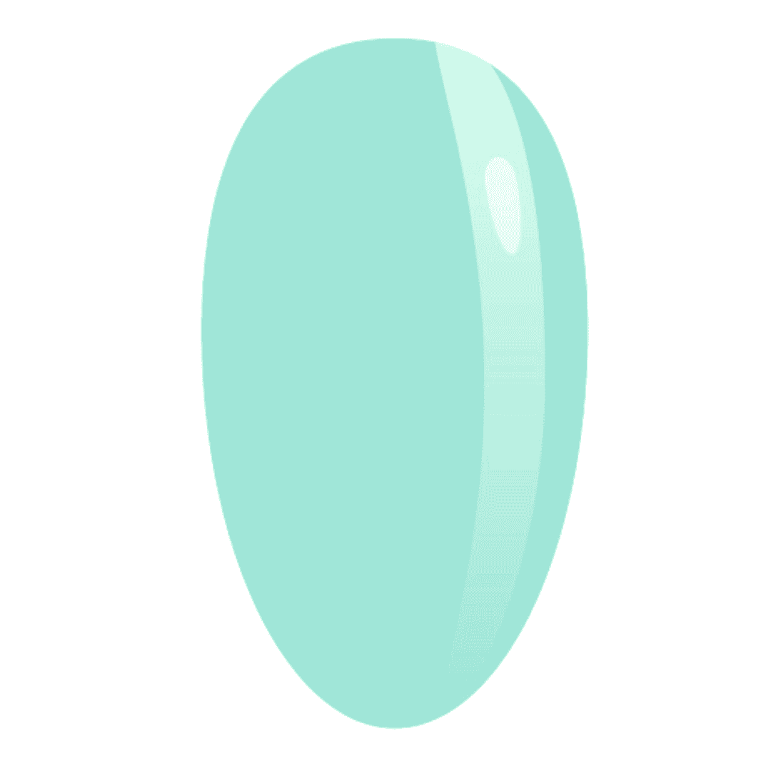  It is a digital illustration of a glossy, oval-shaped nail color swatch in a mint green hue, typically used to represent the color of a nail polish or gel product.