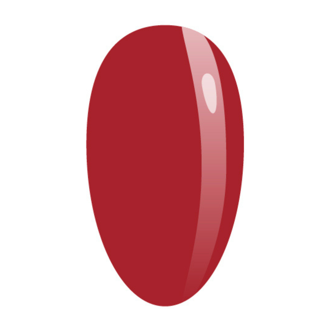 A glossy classic red gel nail polish swatch, ideal for an elegant and timeless manicure.