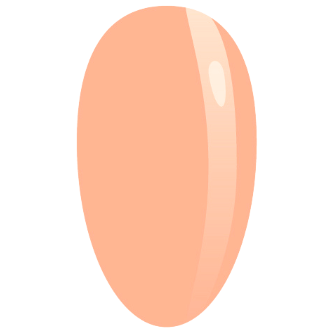 A glossy, vibrant peach-colored oval nail polish swatch from MuseGel's Color Creator series, demonstrating the polish's rich pigment and shine.