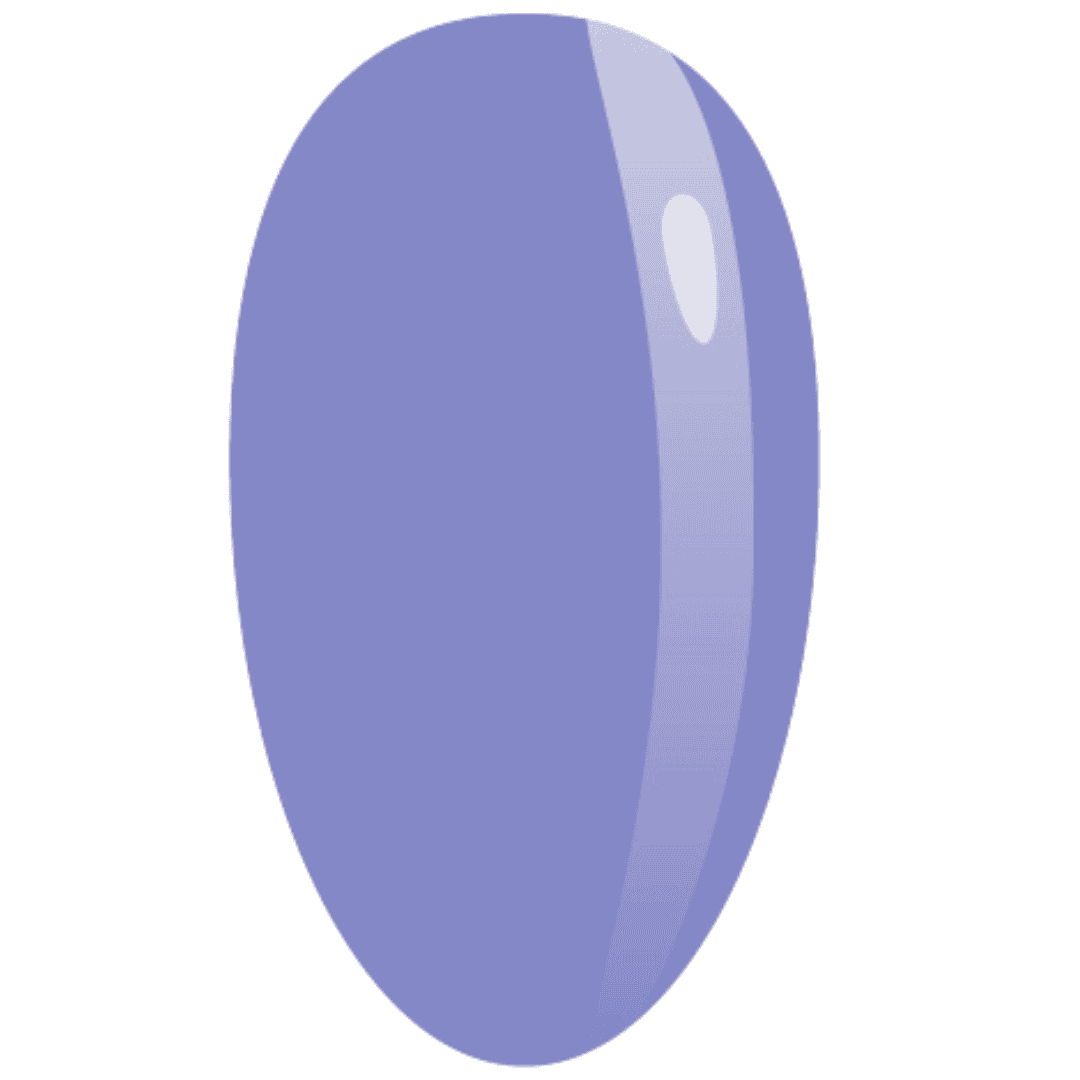 A digital illustration of a nail with a periwinkle blue color, featuring a glossy finish and a white reflective highlight that suggests a rounded and shiny surface.