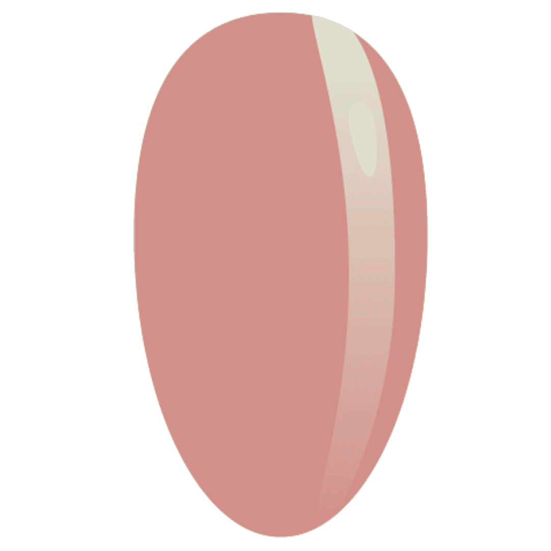 A digital illustration of a nail polish swatch in a muted, dusty rose color. The swatch is oval-shaped with a glossy finish, producing a subtle shine indicative of a classic, sophisticated nail color.