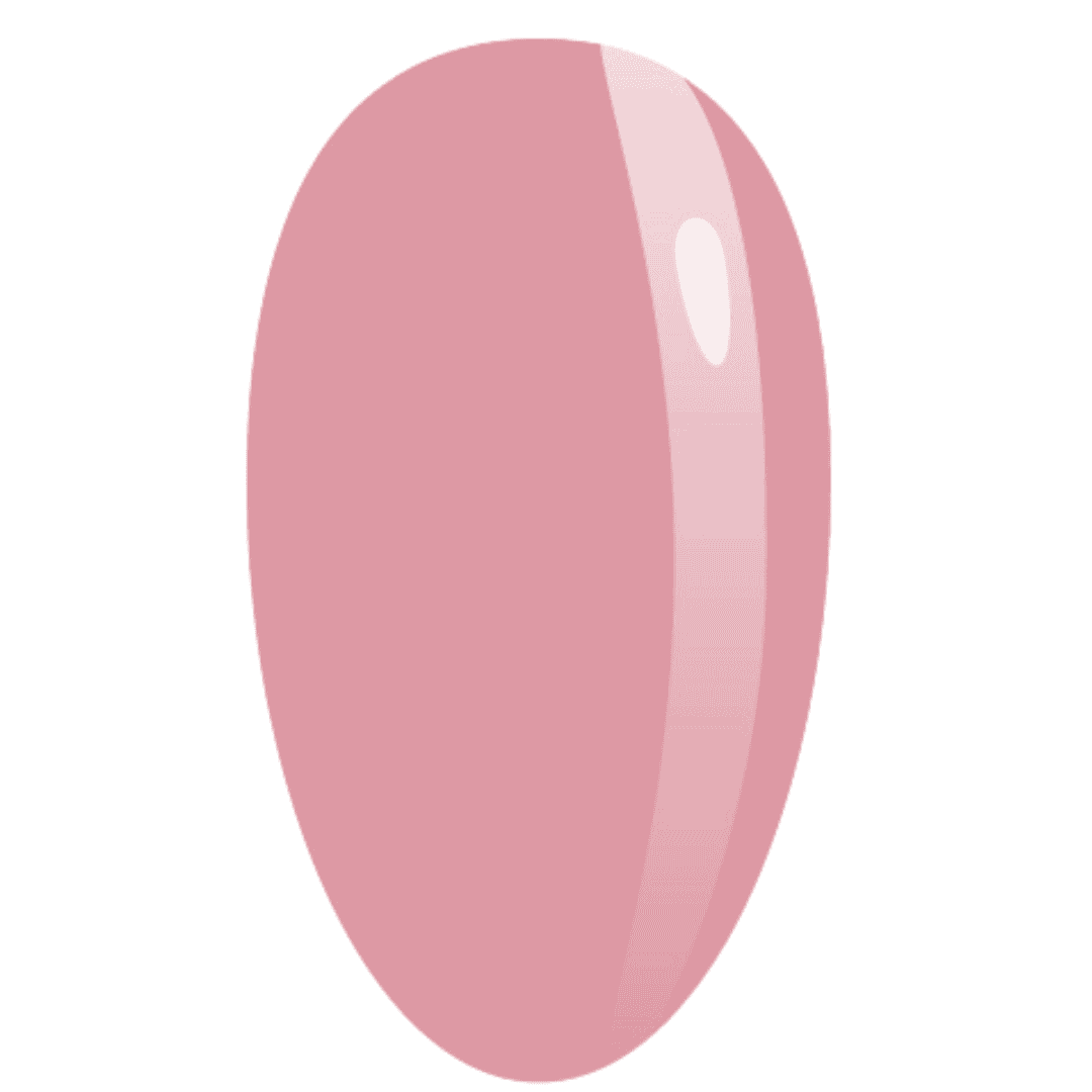 A swatch of nail polish on a nail-shaped sample, demonstrating a soft pink color with a glossy finish, indicative of the color and texture that the "MUSE Base Gel Color Creator #34" would produce on nails.