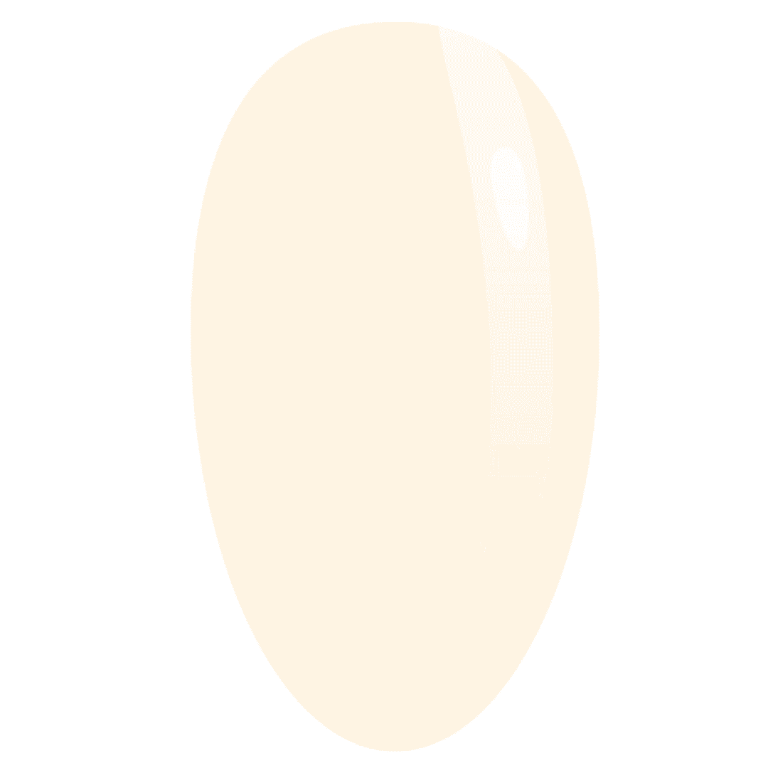 A digital illustration of a nail polish swatch with a creamy, pale beige color. The swatch is oval-shaped and has a glossy finish, giving it a clean and natural appearance with a subtle shine, indicative of a neutral base gel color.