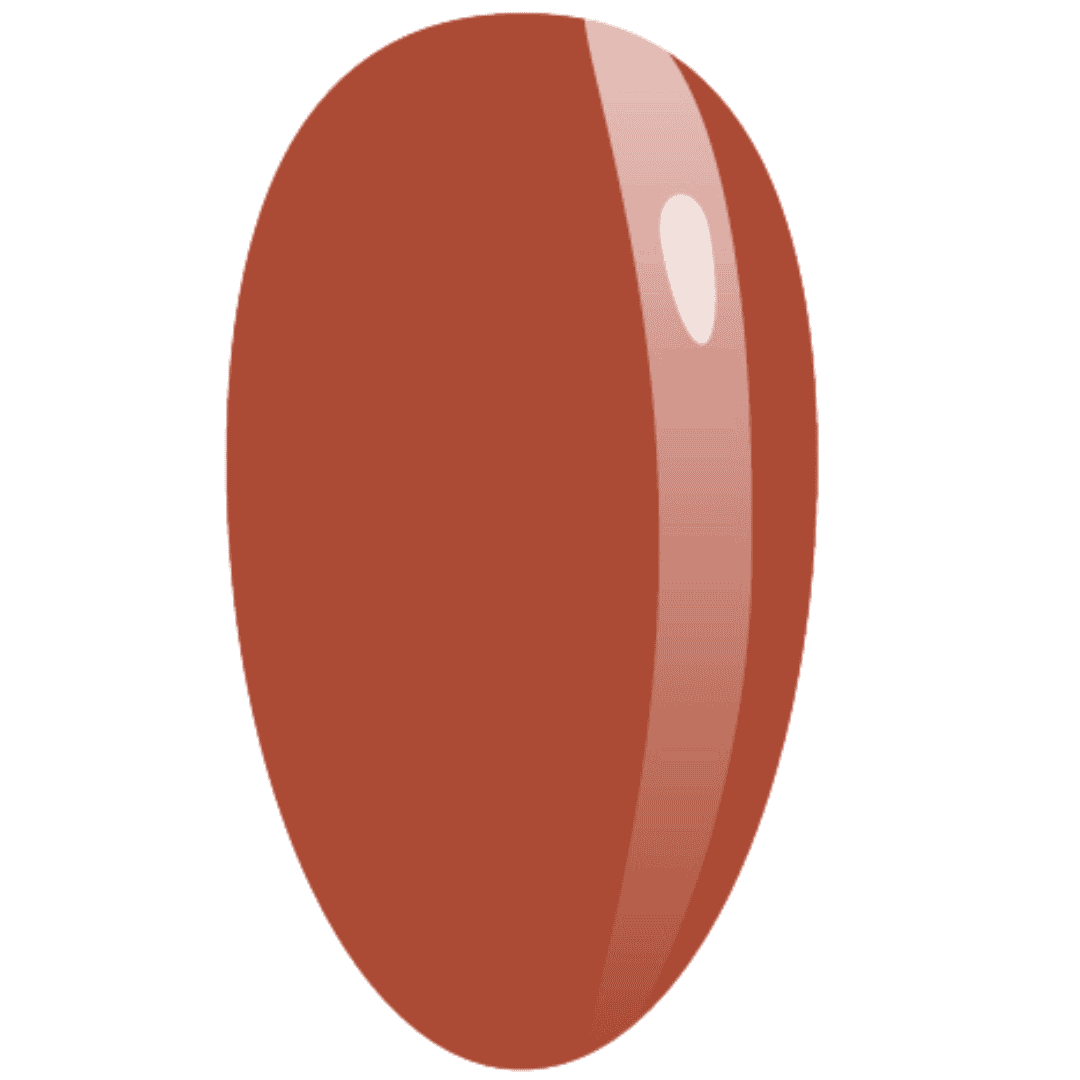 A digitally illustrated nail featuring a warm terracotta color with a glossy sheen and a white highlight indicating a curved, shiny surface.