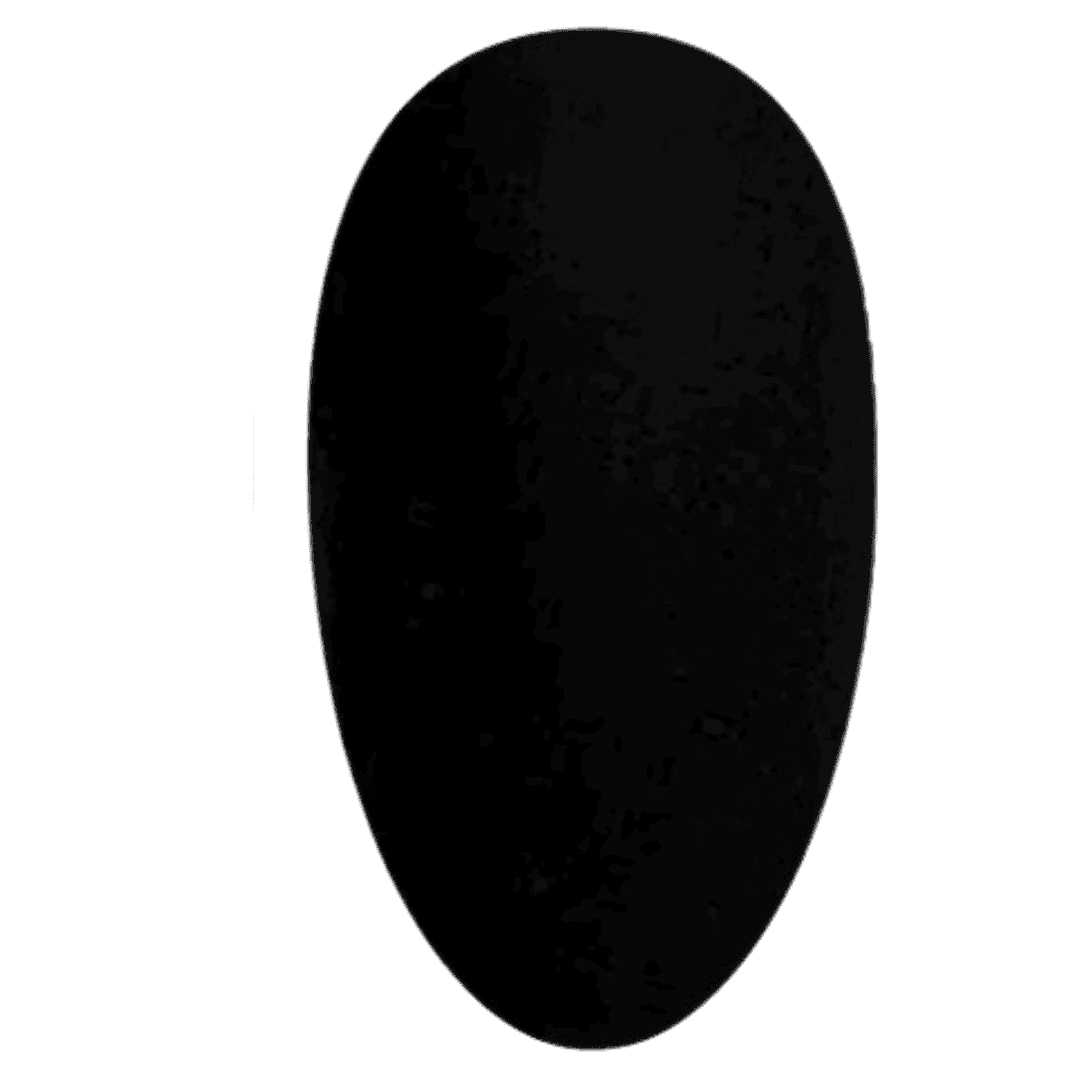 A digital illustration of a nail polish swatch depicting a matte black finish. The swatch is oval in shape with a velvety, non-reflective surface that absorbs light, giving it a soft, sophisticated texture akin to velvet fabric.