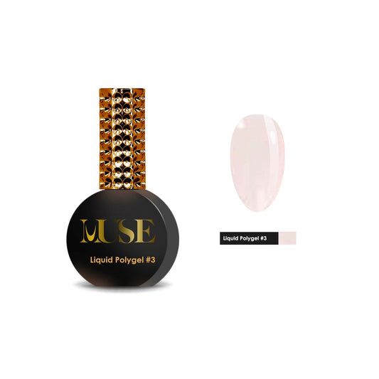 Muse Gel Liquid PolyGel #3 bottle showcasing Milky Pink.