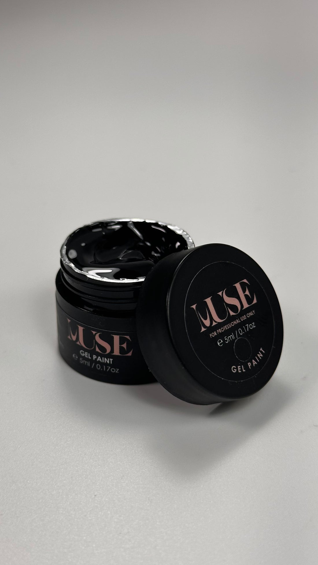 MuseGel’s Perfect Black Gel Paint, the quintessential choice for creating bold and sophisticated designs. This intensely pigmented gel paint offers a deep, rich black finish with a smooth, seamless application—ideal for precise lines, intricate details, and full coverage. 