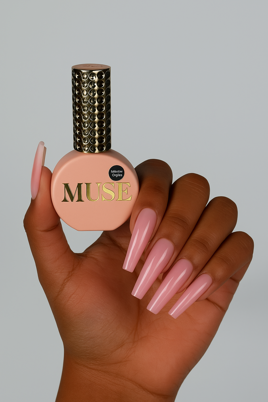Swatch of Muse Gel Polish #35 – Natural Bright Pink with a lively rosy tone, ideal for vibrant French tips, summer nail art, and full-color overlays.