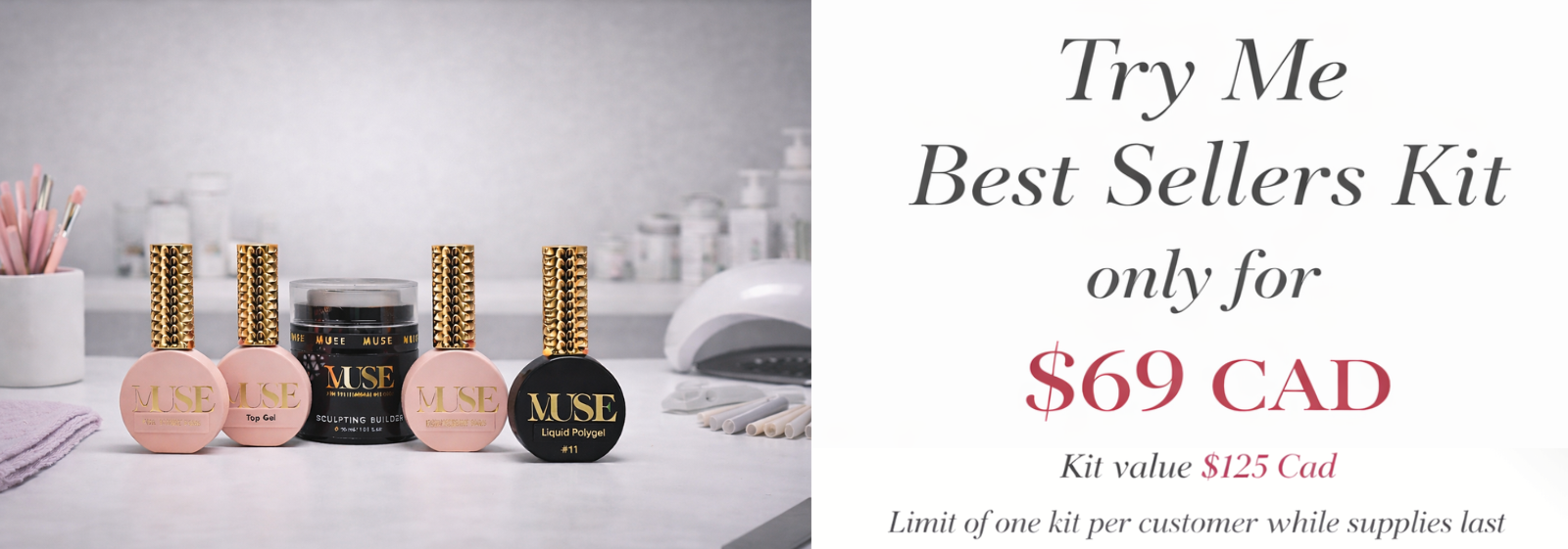Muse Gel Best Seller Kit - complete HEMA-free gel polish starter set for nail technicians