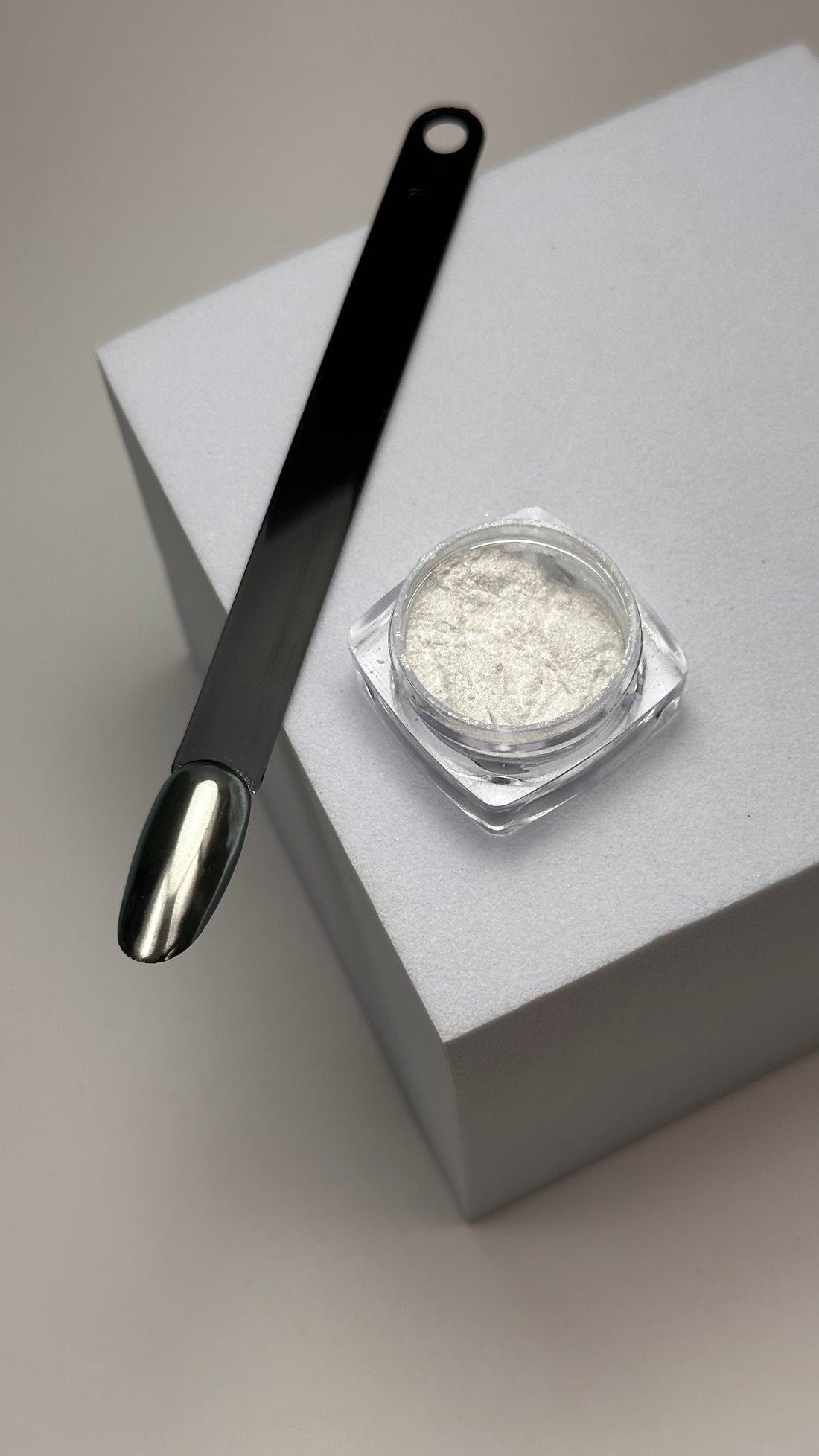 MuseGel Pure Mirror Silver Chrome Powder in jar - ultra-fine reflective nail pigment