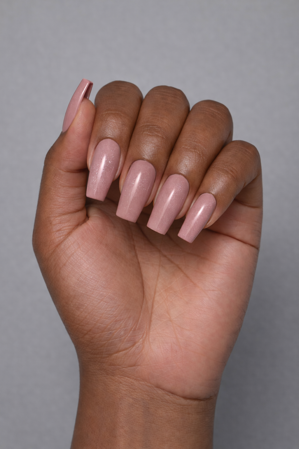 Dusty rose gel polish with light shimmer – HEMA & TPO Free formula