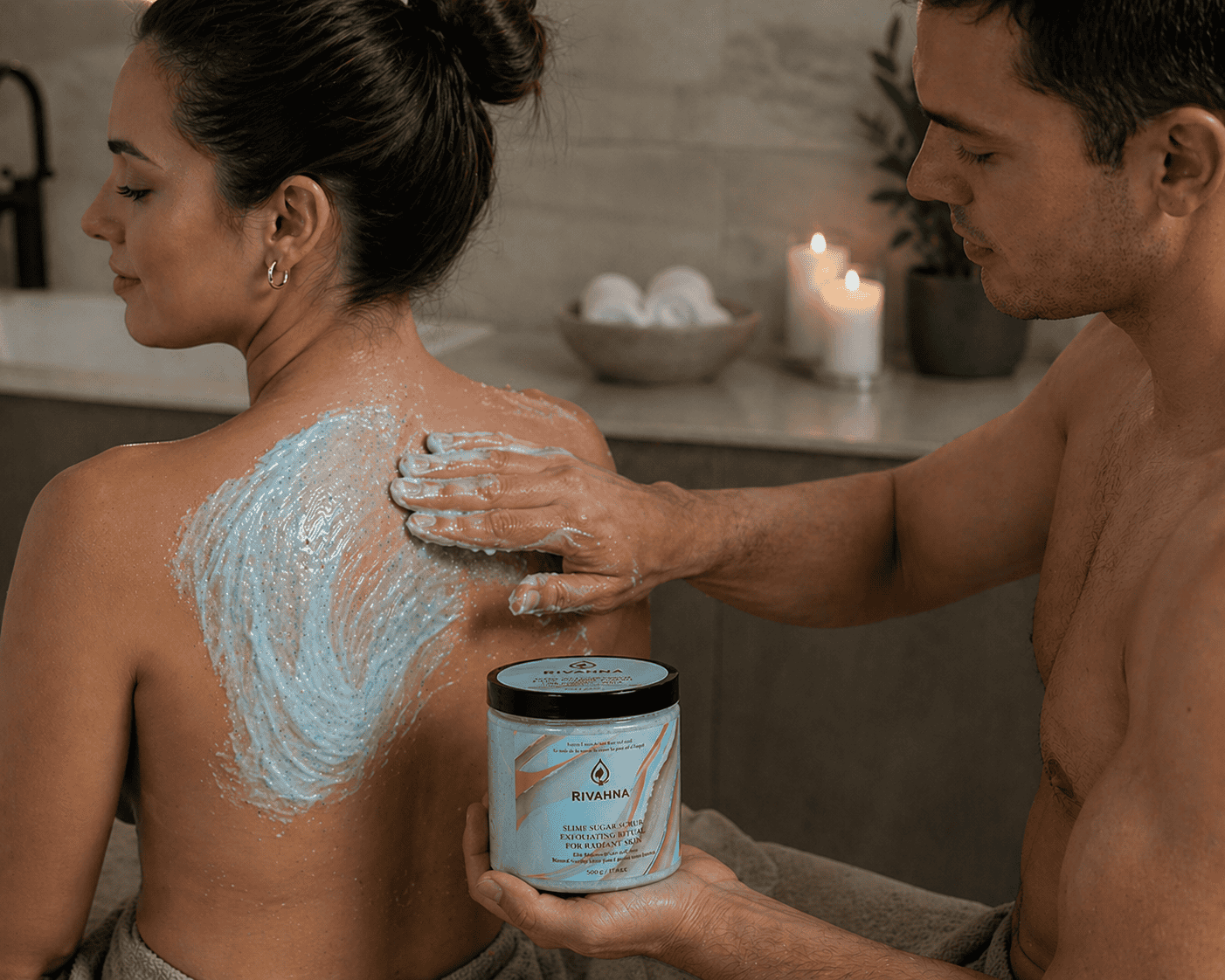Ocean Glow slime sugar scrub exfoliating body scrub applied on skin fresh glowing results
