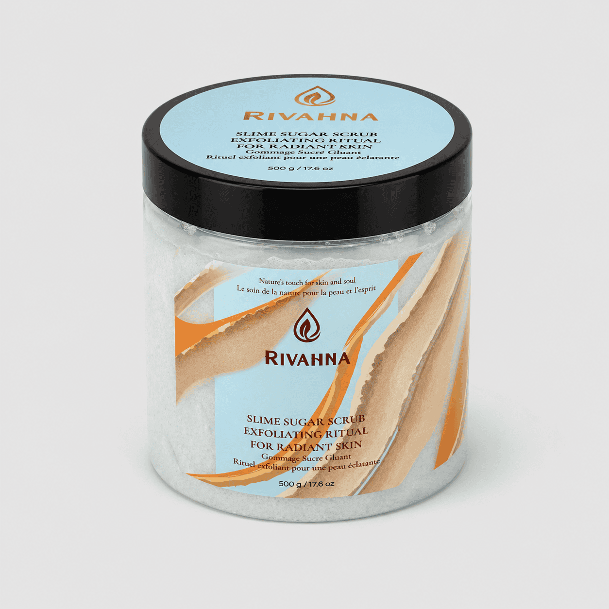 Ocean Glow slime sugar scrub exfoliating body scrub Rivahna product jar